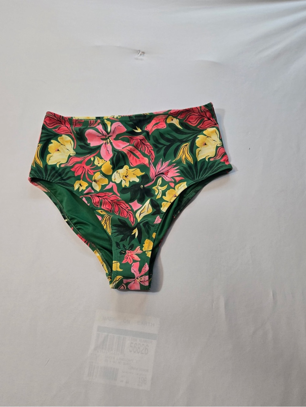Old Navy Green Floral High-Waist Bikini Bottoms